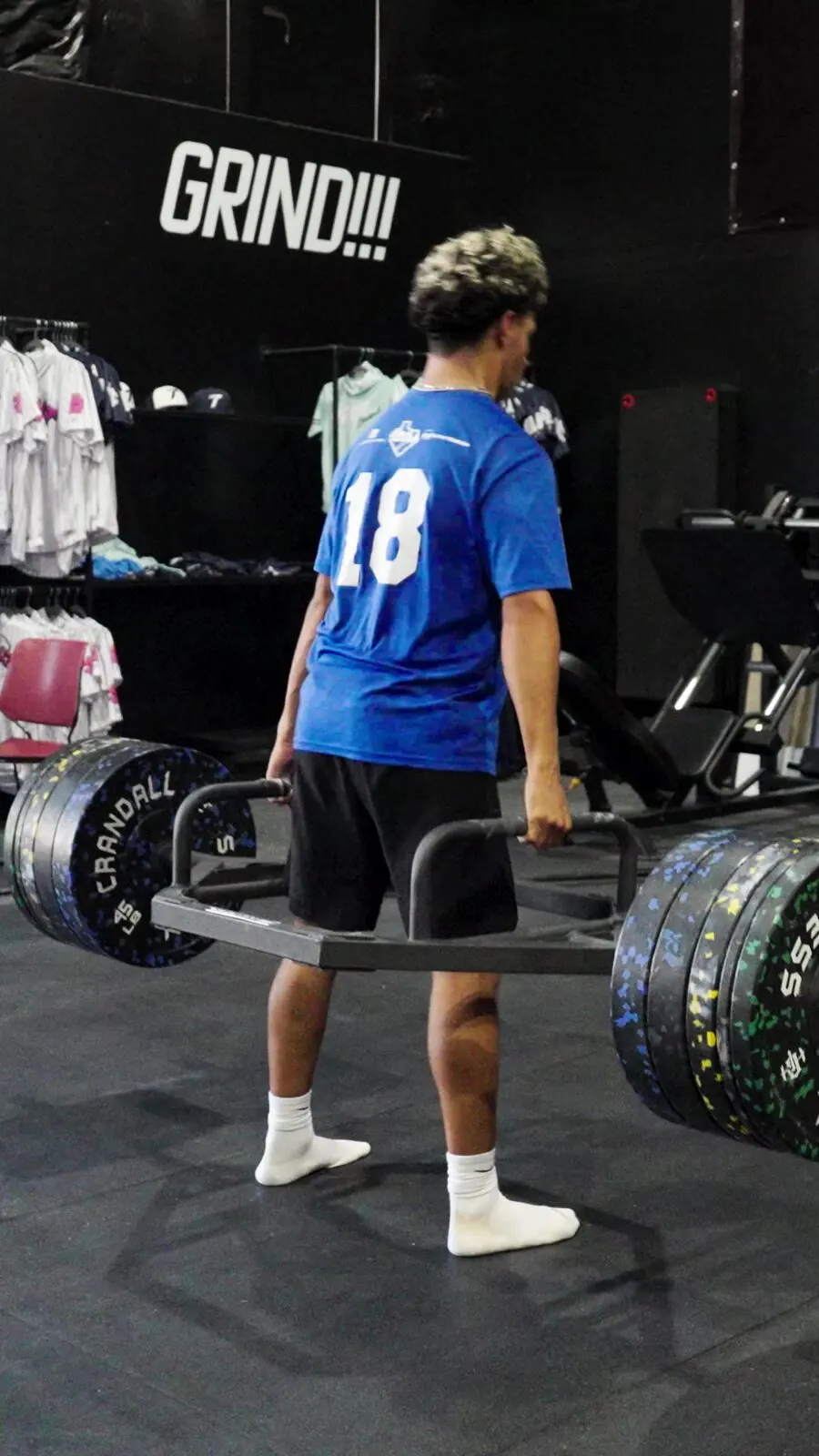 Athlete doing a trap bar deadlift